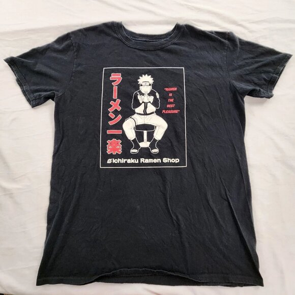 Ichiraku Ramen Best Pleasure Black Short Sleeve Cotton T-Shirt Men's L - Picture 1 of 7